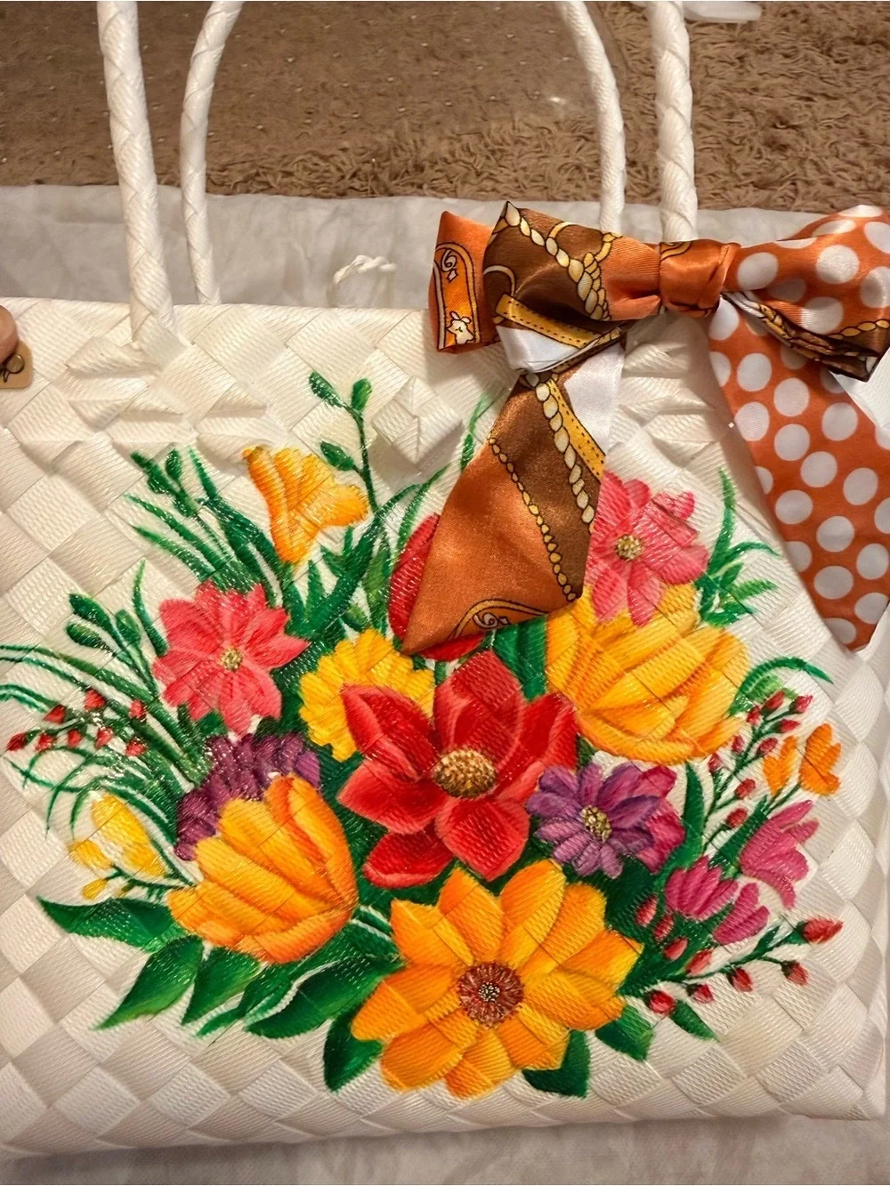 Habi at Pintura Floral Plastic Bayong Waterproof Tote Bag